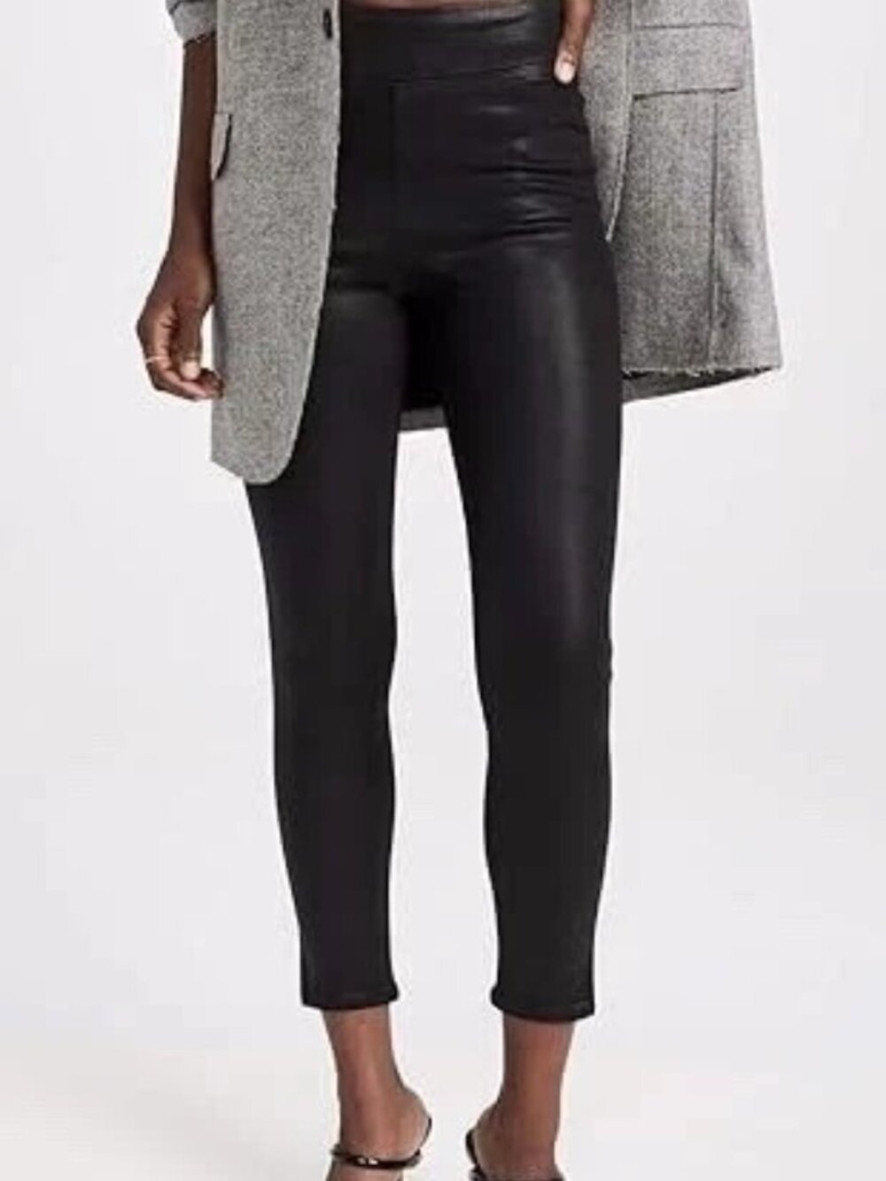 NWOT Frame The Jet Set Skinny Crop Jeans Slit Noir Coated Black 2 (sizes 25-29)